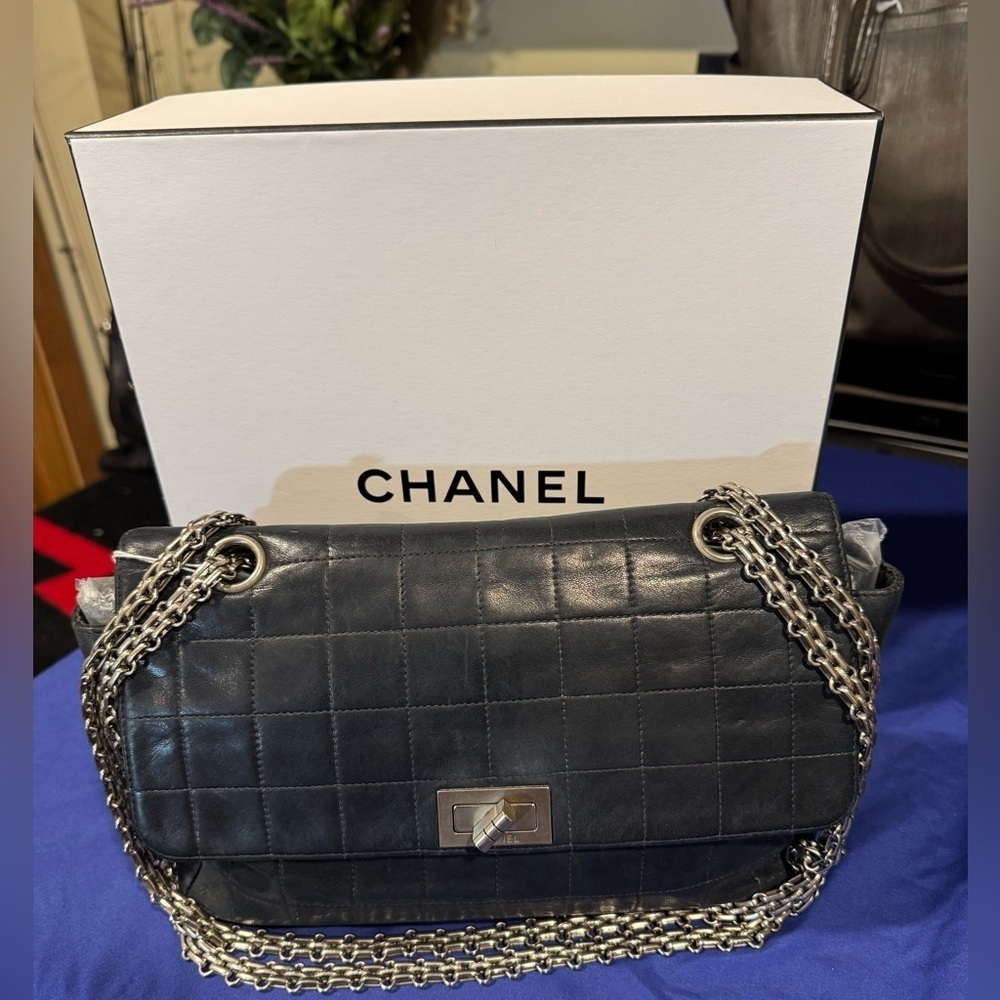 Chanel Vintage Chocolate Bar Mademoiselle Lock Lambskin Bag. VERY RARE. REPAIRED